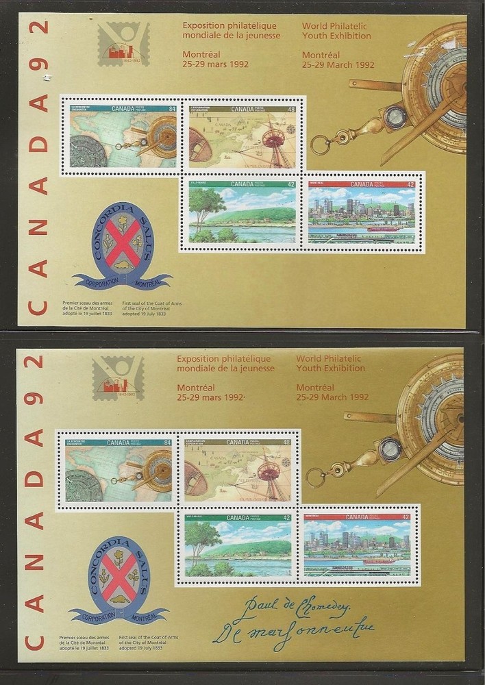 Canada 1407a, signed and unsigned sheet mint nh [834