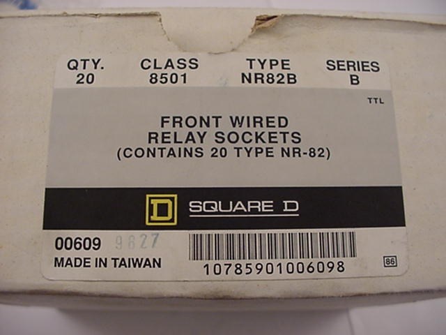 Square D Type NR82B Front Wired Relay Socket Class 8501 Series B NR-82