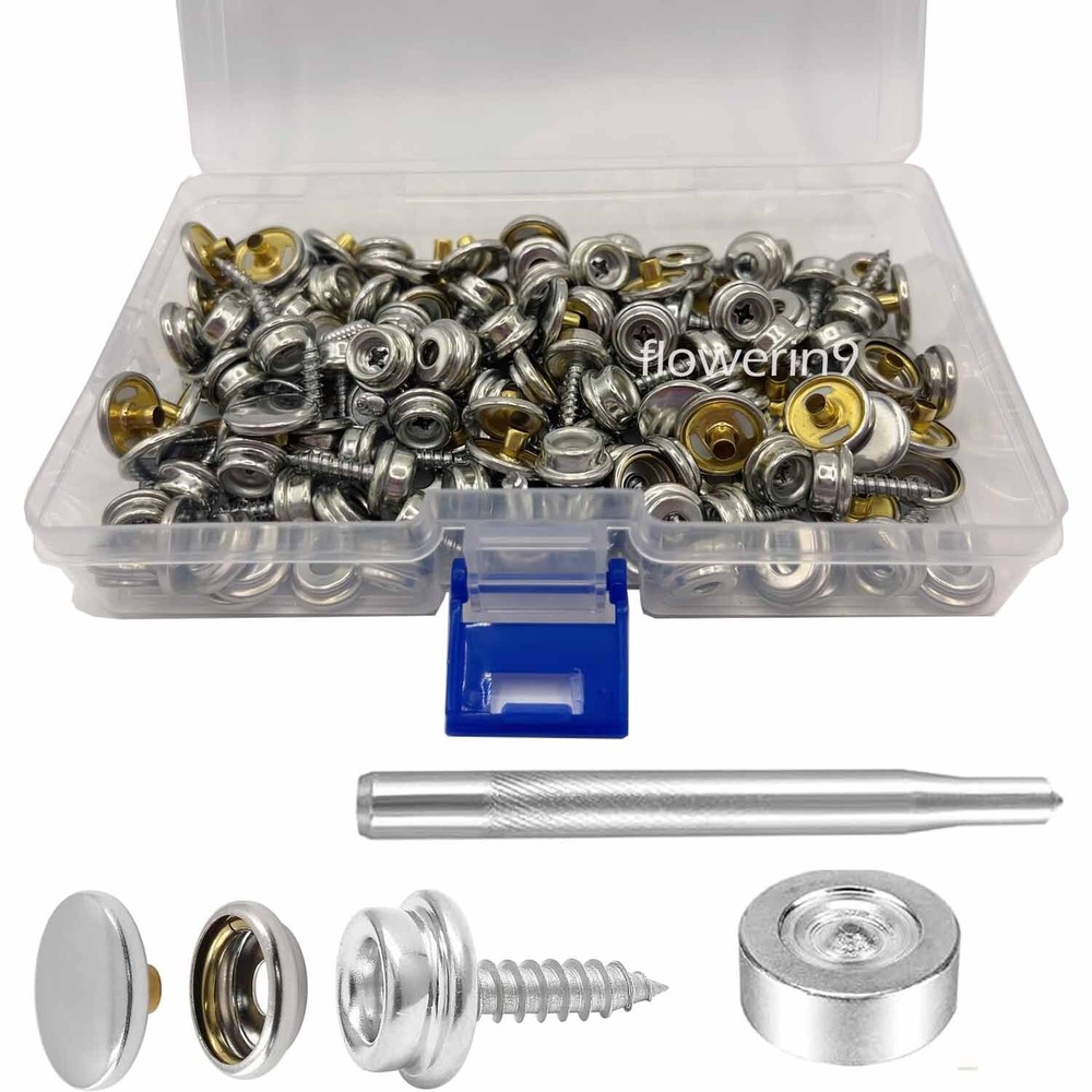 50 sets Brass Fastener Snap Press Stud Cap Button for Marine Boat Canvas Tent