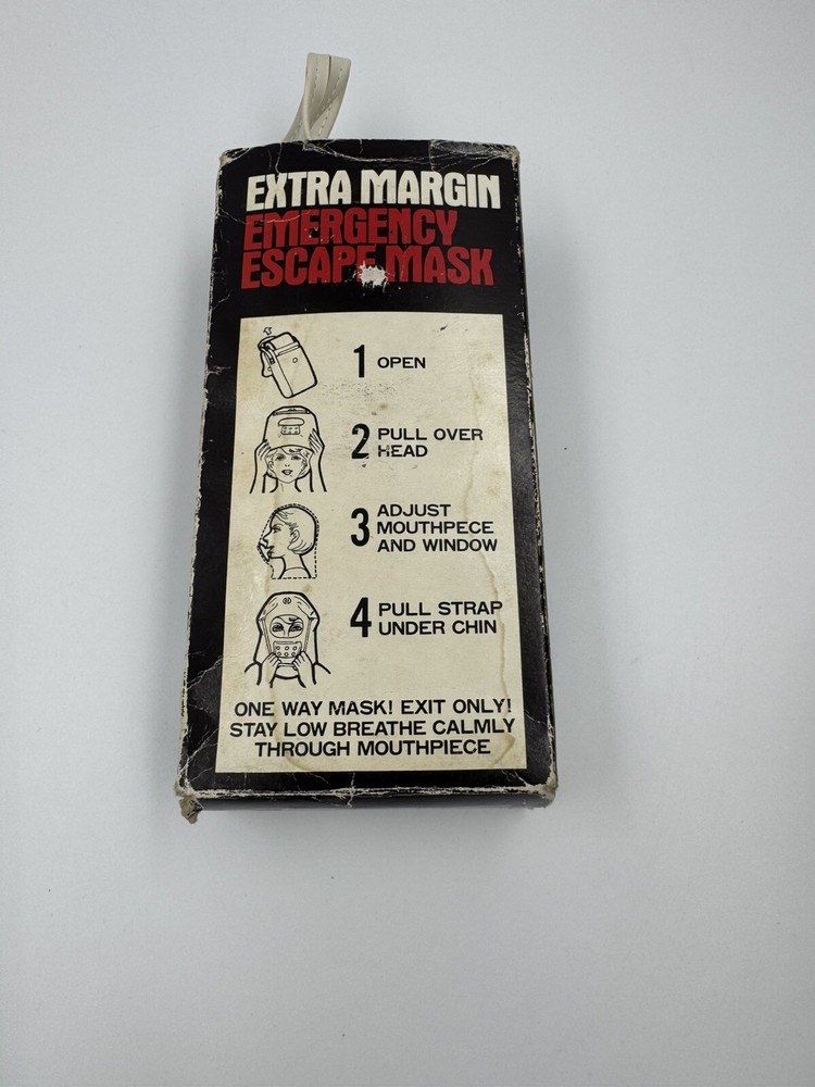 Extra Margin Emergency Escape Mask Vintage Unused Scuffed Box