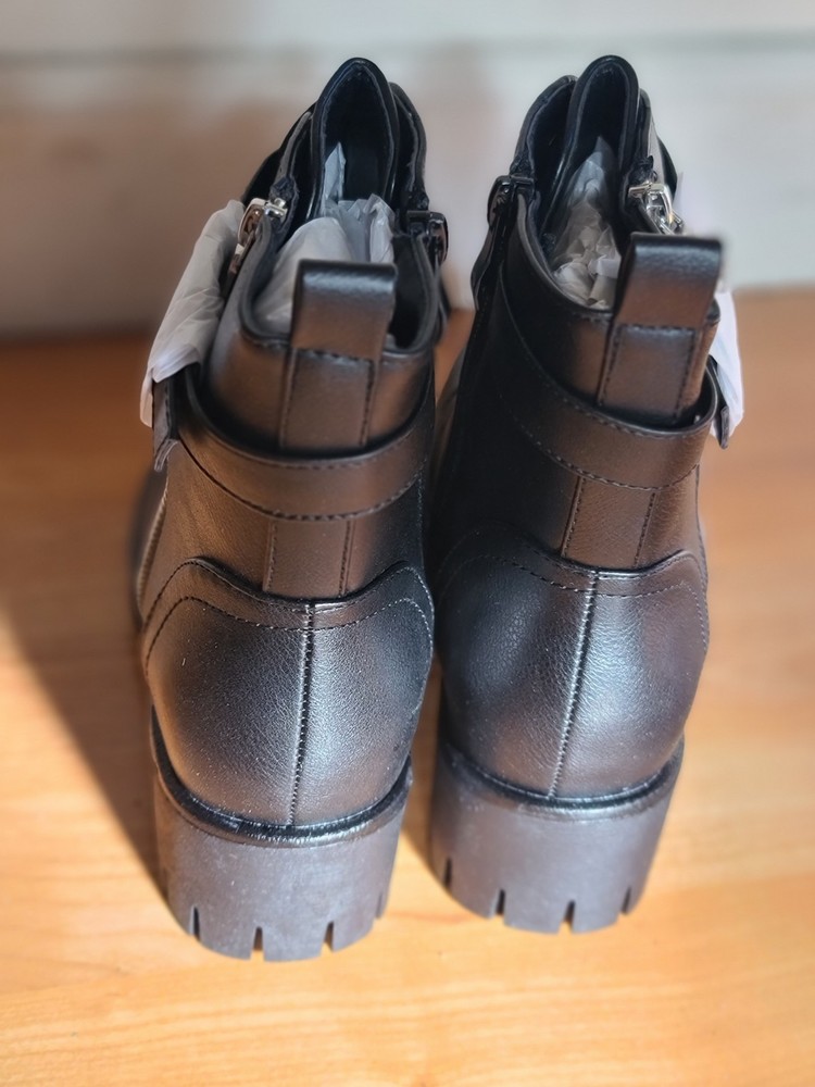 New CentroPoint Black Double Zipper Boots Womens Size 8 Synthetic Leather