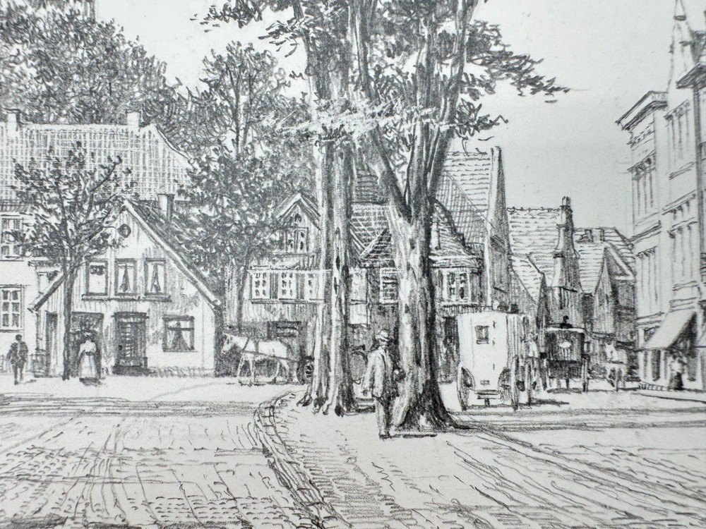 * HEINZ WEHLISCH DRAWING PLÖN MARKET VIEW SIGNED