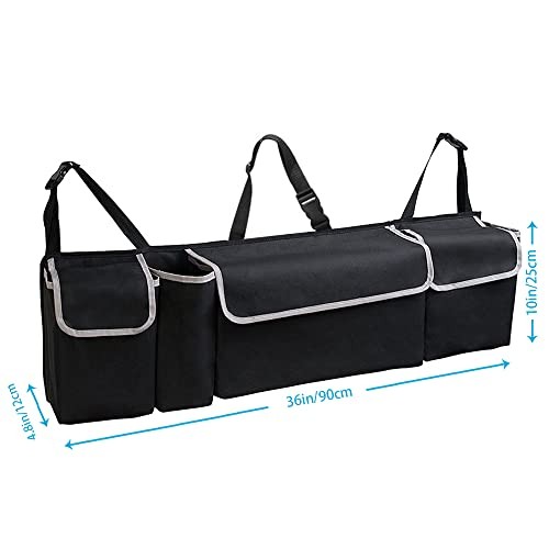 Backseat Trunk Organizer - High Capacity Auto Trunk Hanging Storage (Black A)