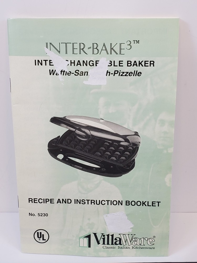 VillaWare InterBake3 Multi Baker 4-Square Replacement OEM Pizzelle Iron Plates