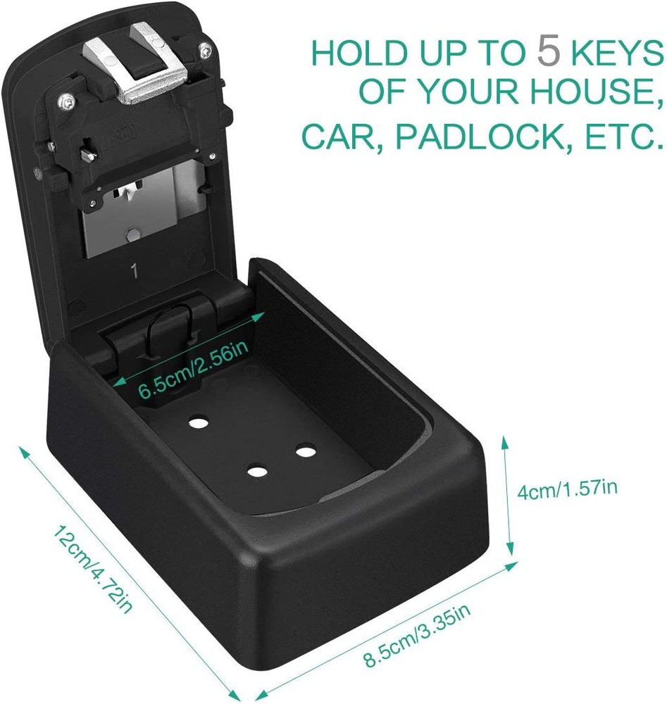 Key Storage Lock Box, 4 Digit Combination Lock Box, Wall Mounted Lock Box, Reset