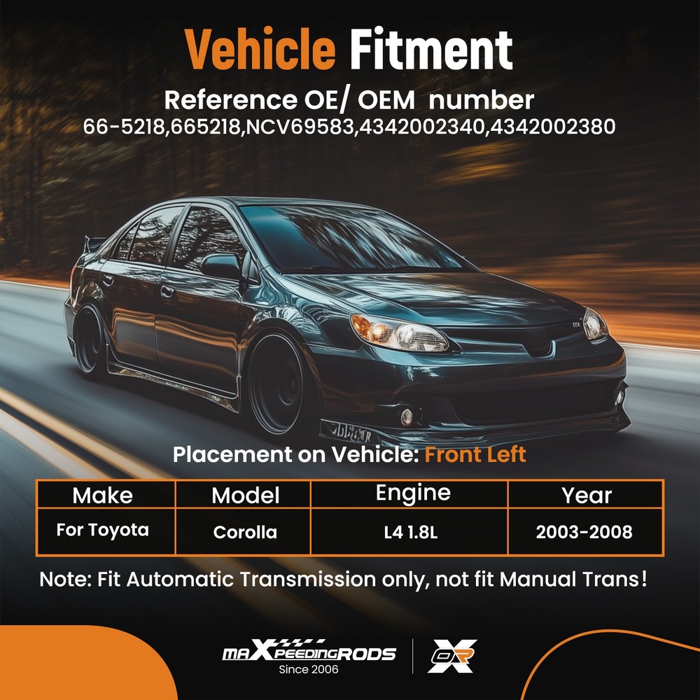 Front Left Driver CV Axle Assembly for Toyota Corolla 2003-2008 Automatic Trans.