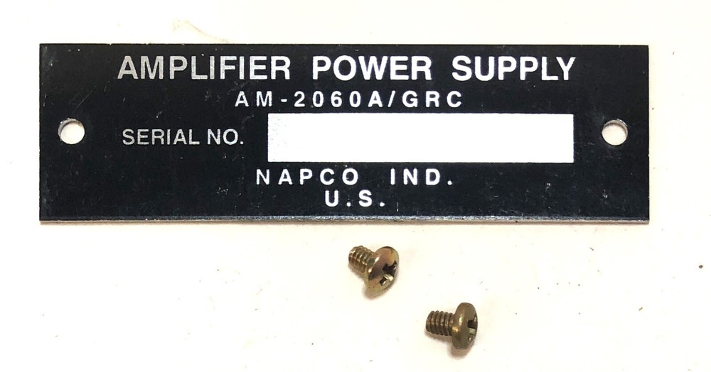 AM-2060A DATA PLATE WITH SCREWS