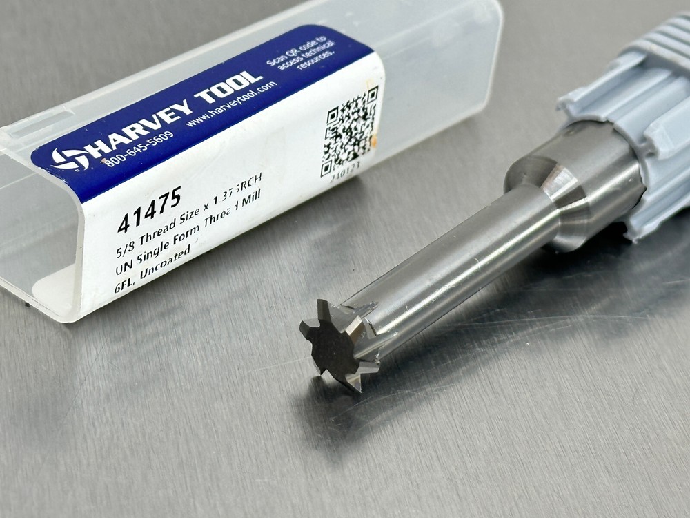 Harvey 5/8" Carbide Thread Mill Single Form Milling Cutter 41475