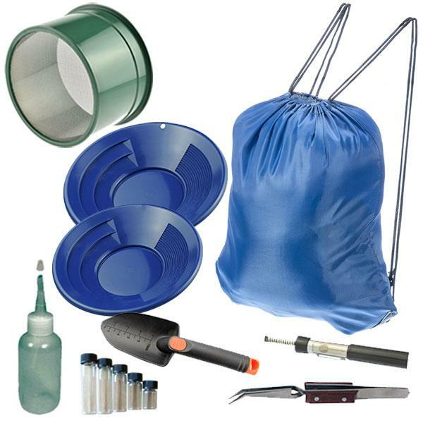 M5  Blue Mini Gold Classifier Screen & Gold Pan Panning Kit 12" & 10" Pans, Pack