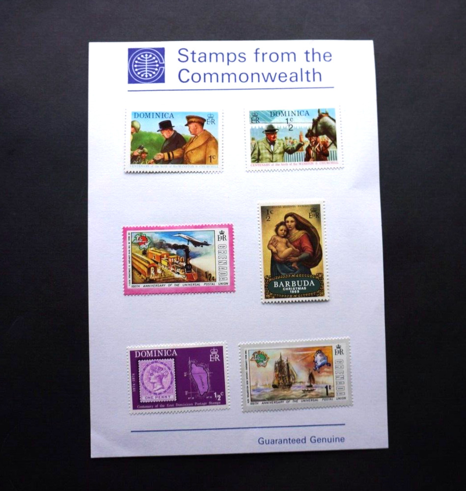 6 Stamps from the Commonwealth Grenada Dominica Barbuda - Mini Sheet