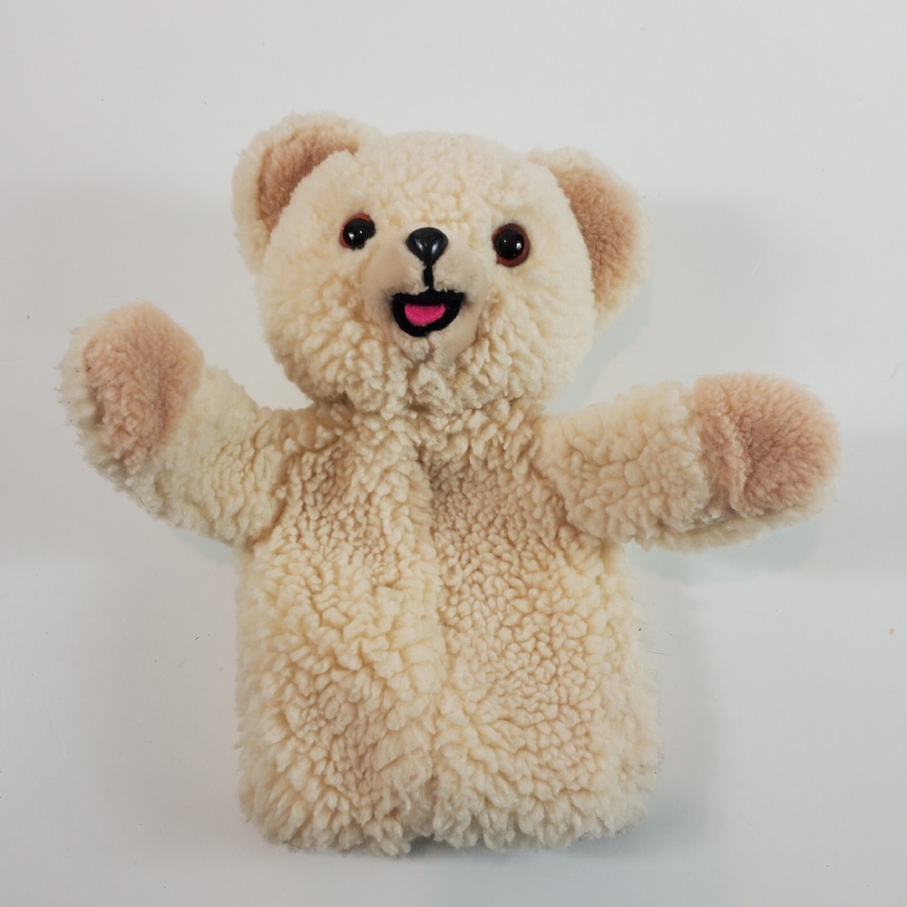Vintage Snuggle Plush Hand Puppet Teddy Bear Stuffed Head