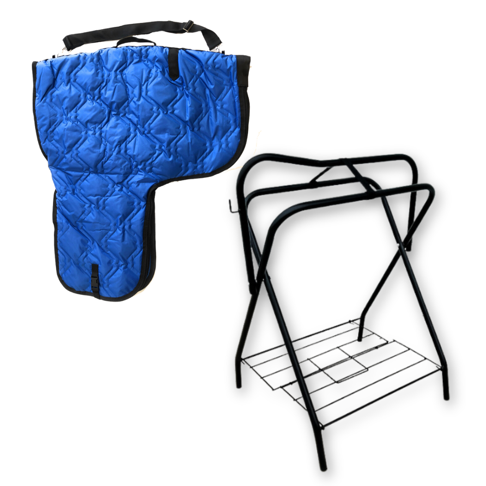 AJ Tack Freestanding Saddle Rack with Western Saddle Carrier