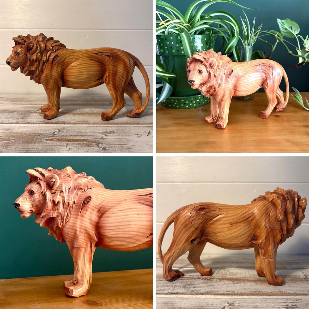 𝗪𝗢𝗢𝗗𝗘𝗡 𝗘𝗙𝗙𝗘𝗖𝗧 𝗟𝗜𝗢𝗡 𝗢𝗥𝗡𝗔𝗠𝗘𝗡𝗧 |Freestanding Animal Figure