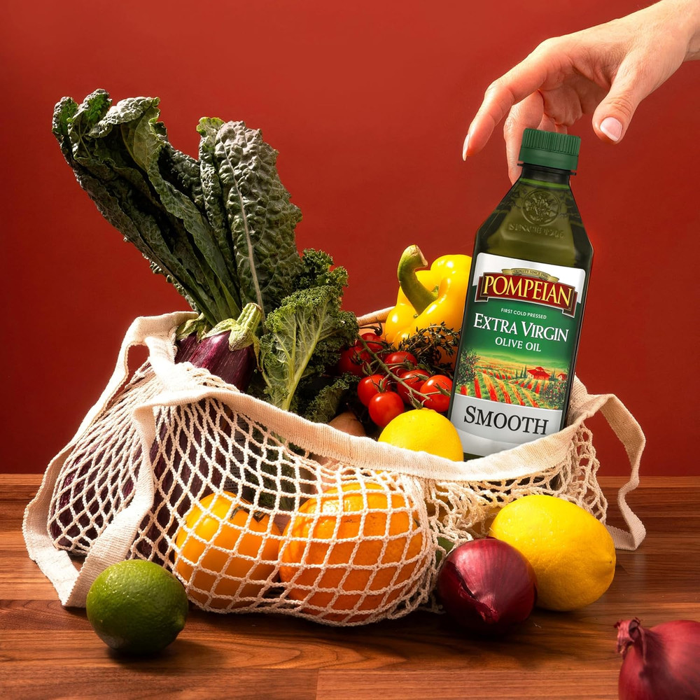 Pompeian Smooth Extra Virgin Olive Oil, Contains Polyphenols, First Cold Pressed