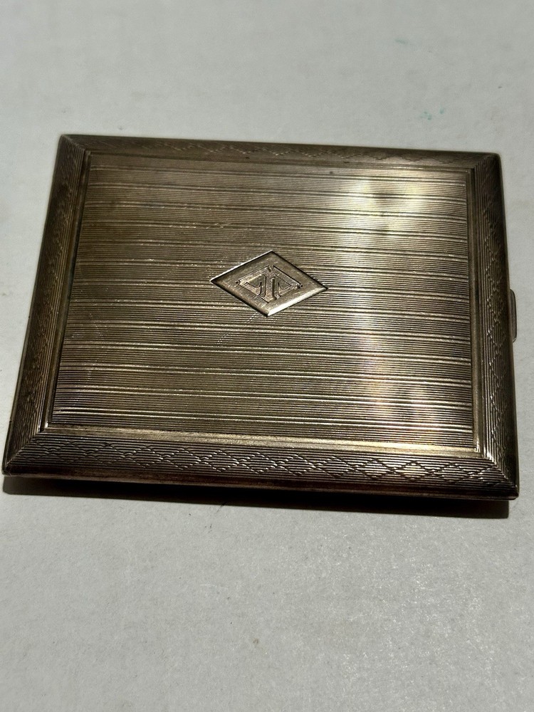 Vintage Elgin American Sterling Silver Art Deco Design Cigarette Case