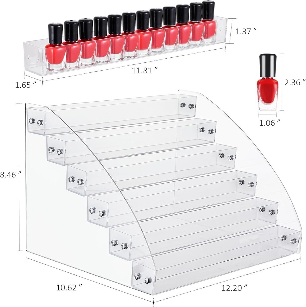 Nail Polish Organizer Rack Acrylic Storage Display 6 Layers for Cosmetics