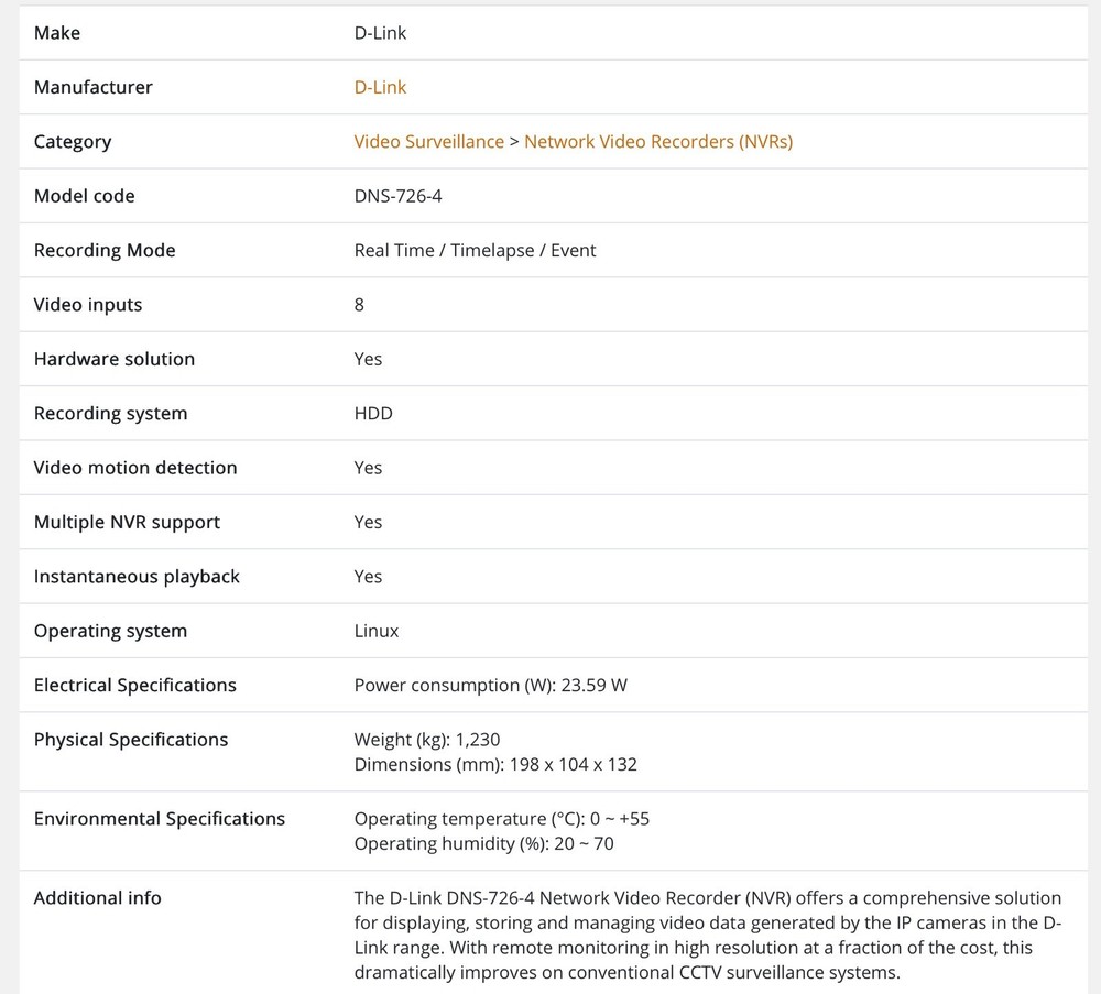 D-LINK DNS 726-4 NETWORK VIDEO RECORDER FOR D-LINK (NEW OPEN BOX)