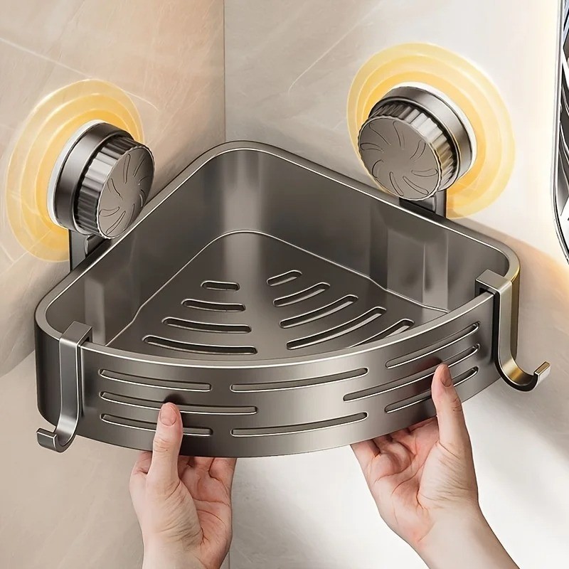 Space-Saving Suction Cup Bathroom Shelf - No Drilling Required