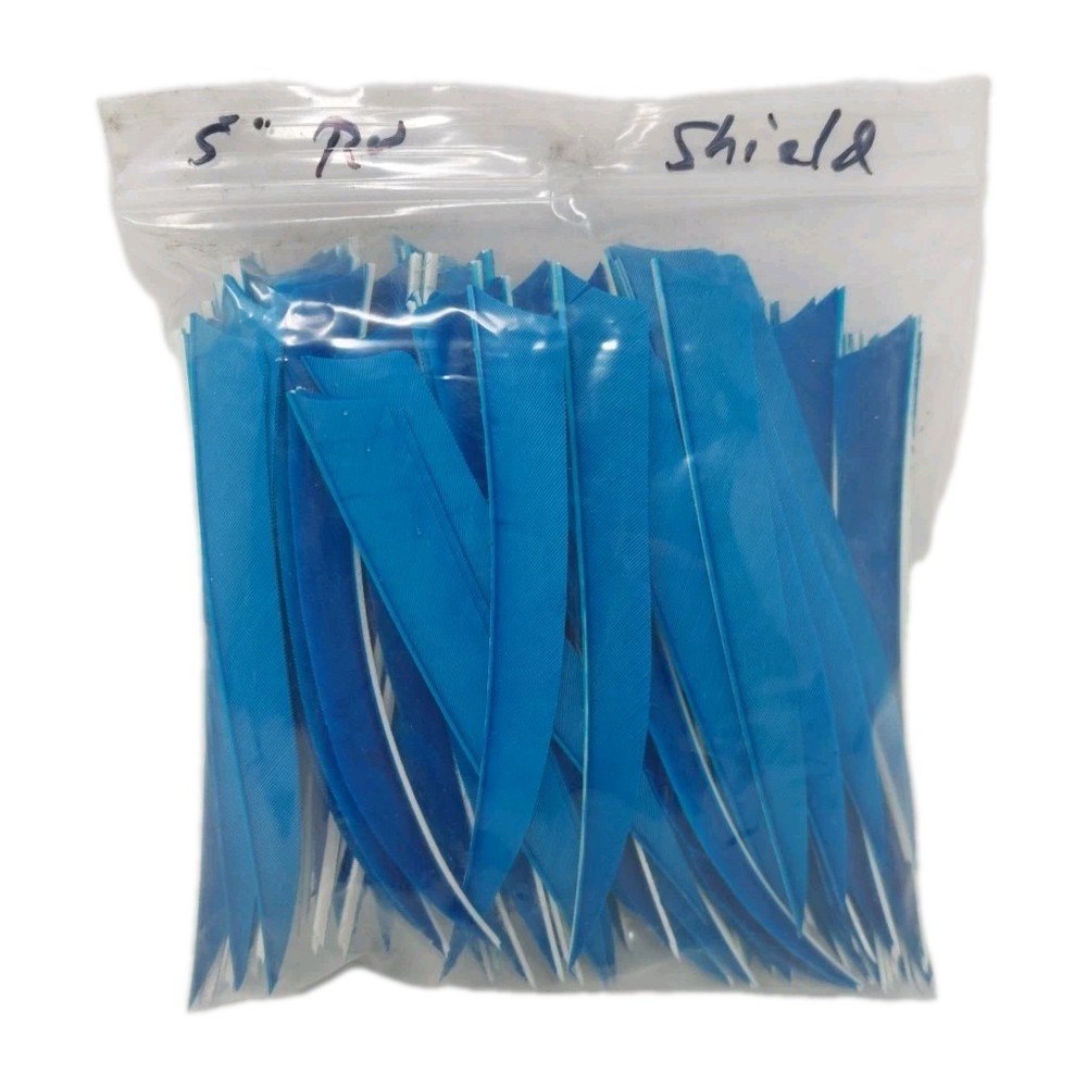 100 Pack Archery Arrow Feathers 5" Right Wing: Shield Turquoise Blue