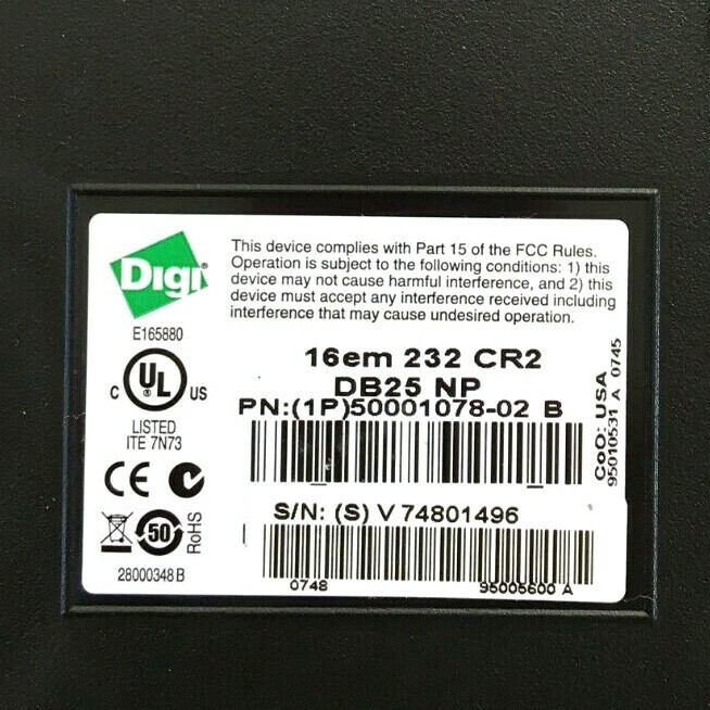 DIGI Ports Remote Digital Server /16EM Working P/N 500001078-02 B