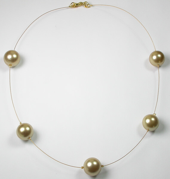 Statement Floating illusion Shell Pearl Necklace Handcrafted