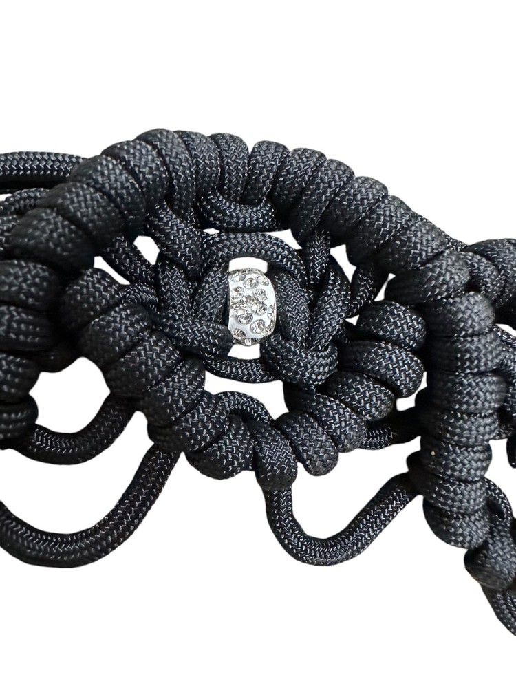 Fancy Wither Strap For Breast Collar Black with rhinestones