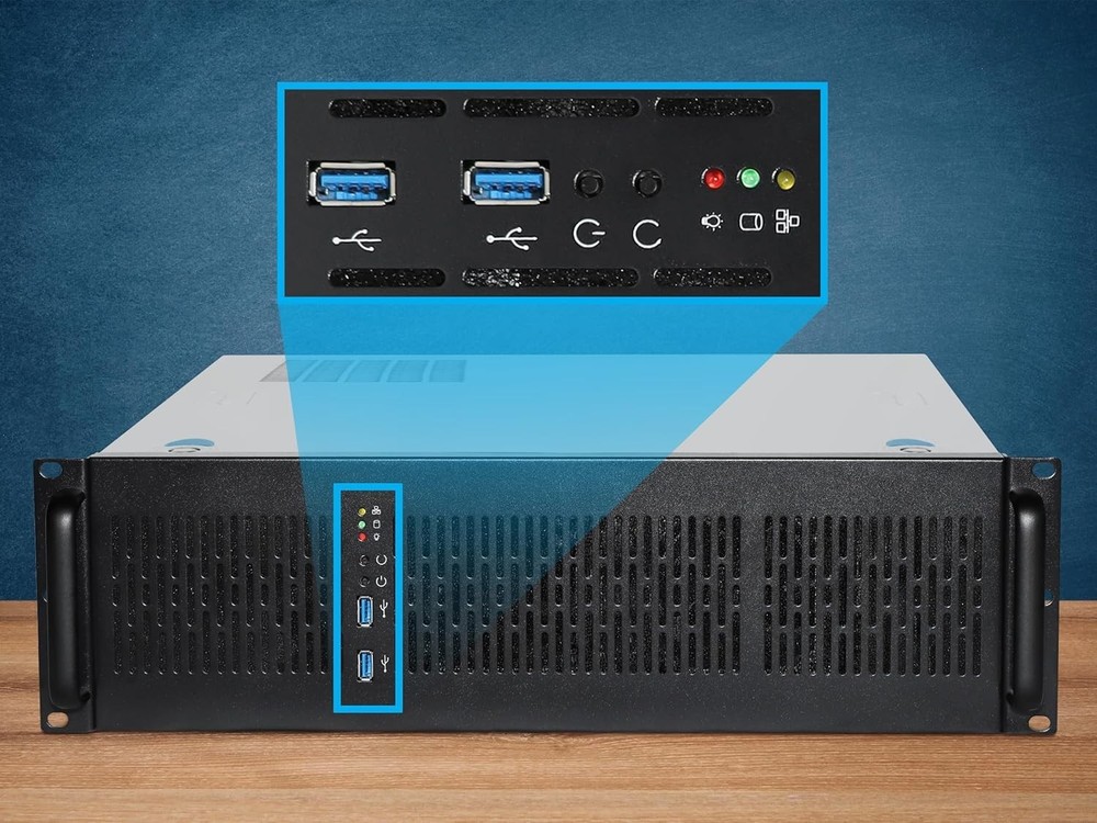 Server Components 3U Chassis, 6X 3.5 Bays, 2X USB 3.0, Black