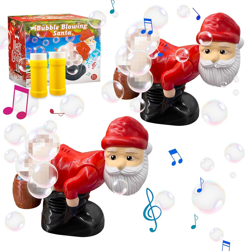 Musical Santa Bubble Blower 2 Pcs Bubble Blowing Santa Bubble Machine with Flash