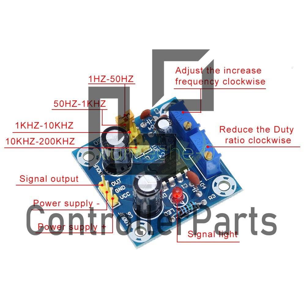 NE555 Duty Cycle and Frequency Adjustable Square Wave Module Board DIY Kit