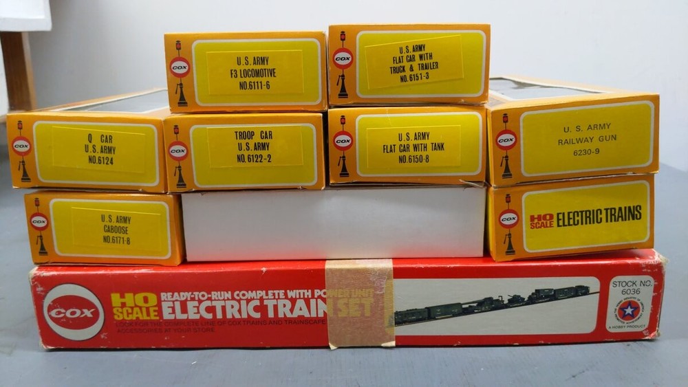 Cox 6036 HO Scale US Army GI General Train Set EX/Box