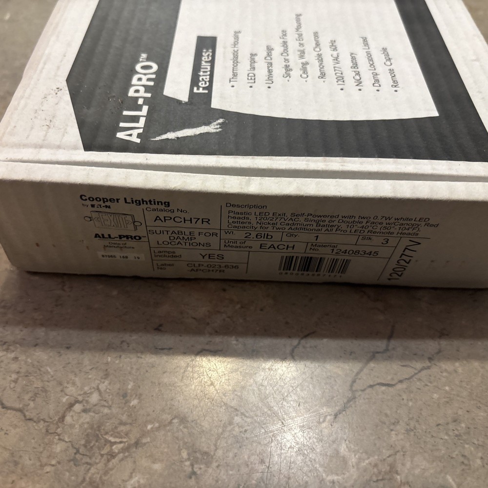 Cooper Lighting All-Pro APC APCH Thermoplastic - Replacement Exit Faceplate Only