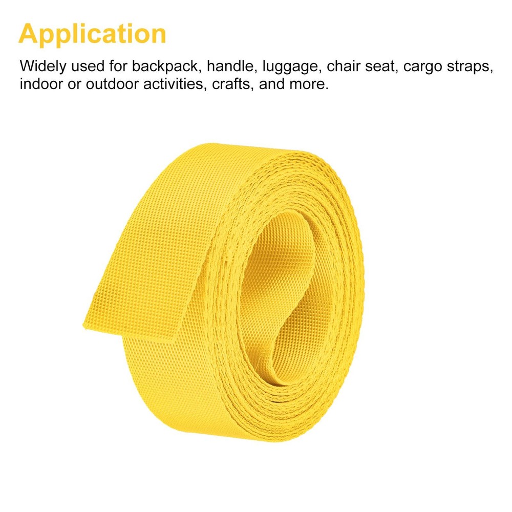 Flat Nylon Webbing Strap 1 Inch 4 Yards Yellow for Backpack, Luggage-rack