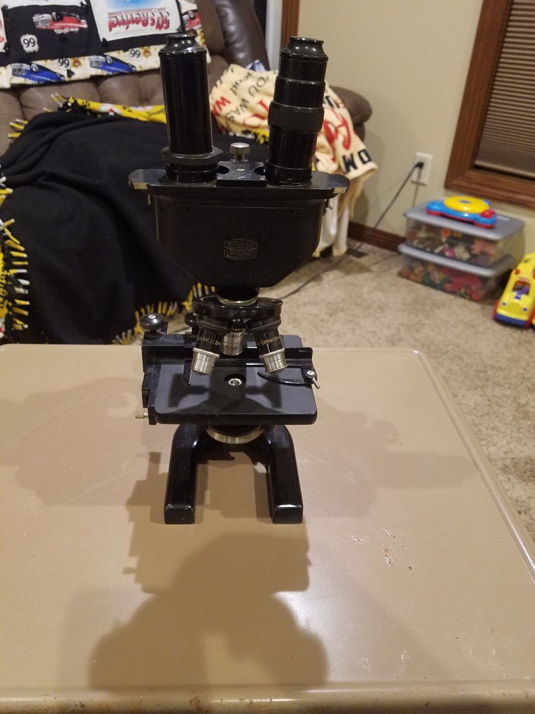 Vintage Spencer Buffalo Binocular Microscope  - Functional-in case-very nice co
