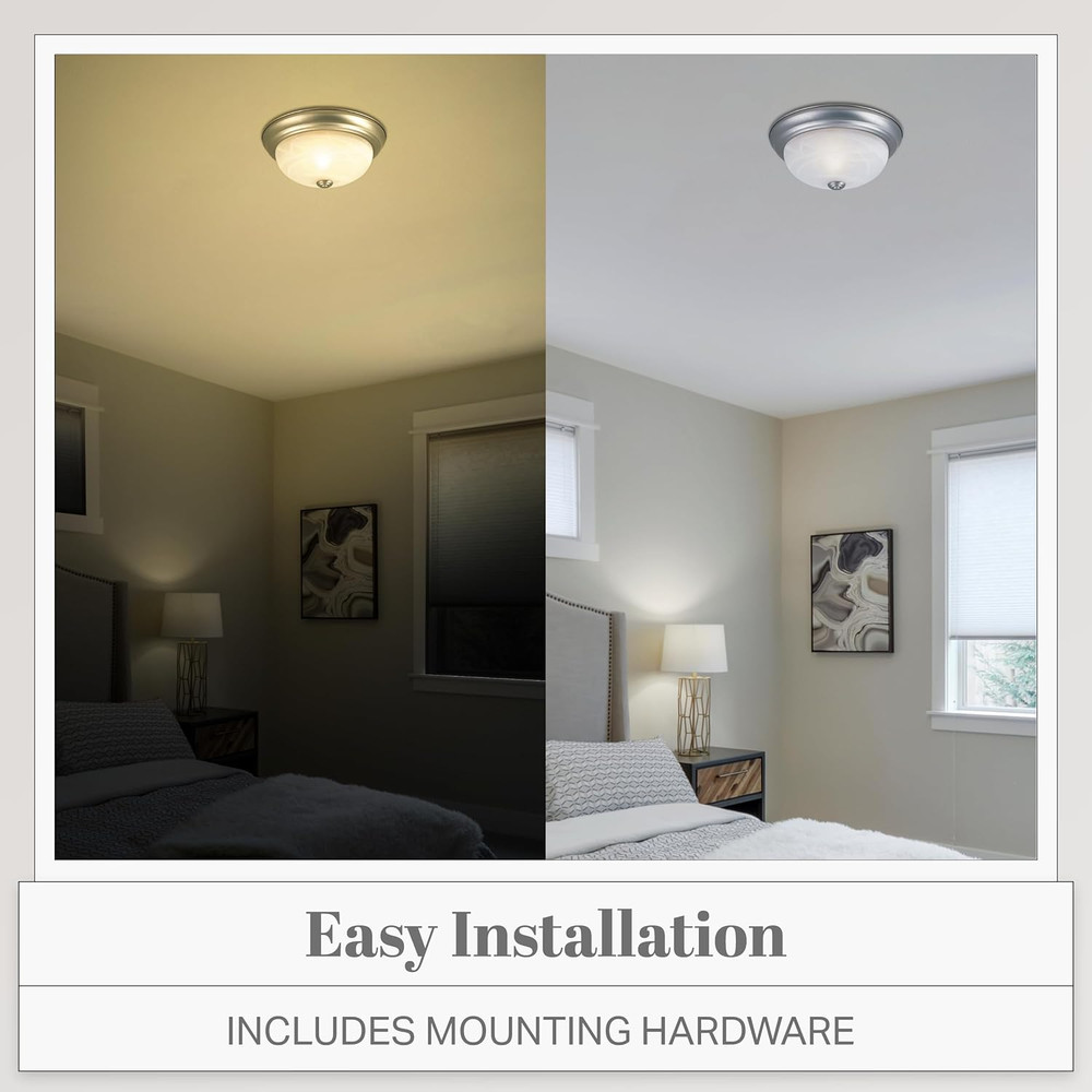 2-Light Flush Mount Ceiling Light, 11 Inch Lighting Fixture for Kitchen, Bedr...