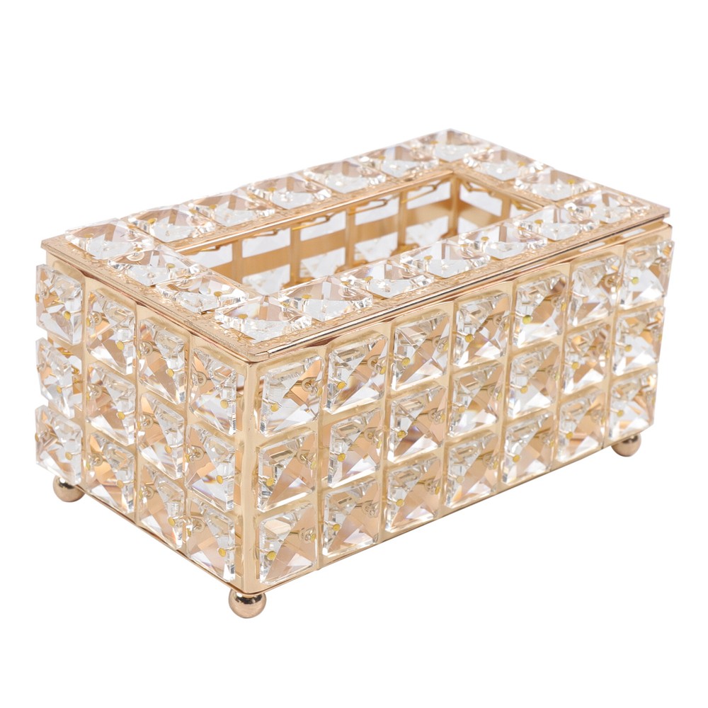 Rhinestone Rectangular Crystal Tissue Box Napkin Case Paper Tissue Holder Box US
