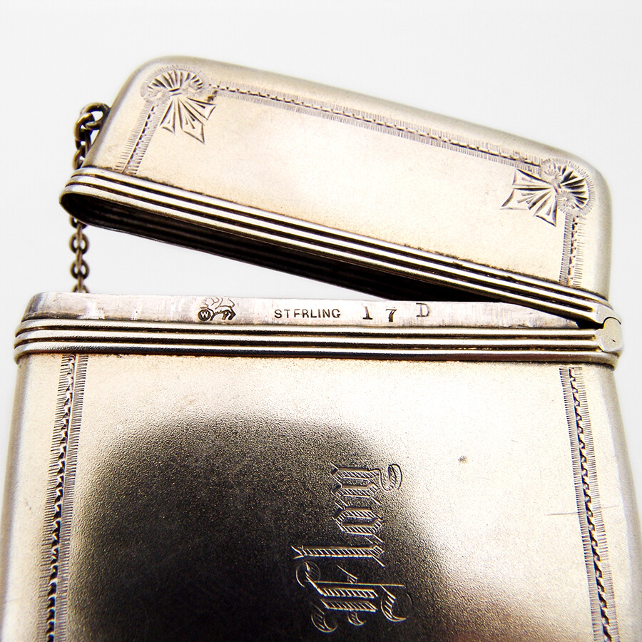 Card Case Purse Whiting Sterling Silver 1880s Mono Floy
