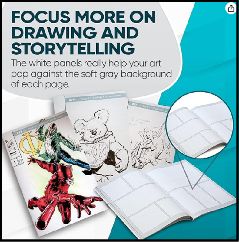 Koala Tools - Blank Comic Book Draw-It-Yourself Comic Sketch Book with Dynami...