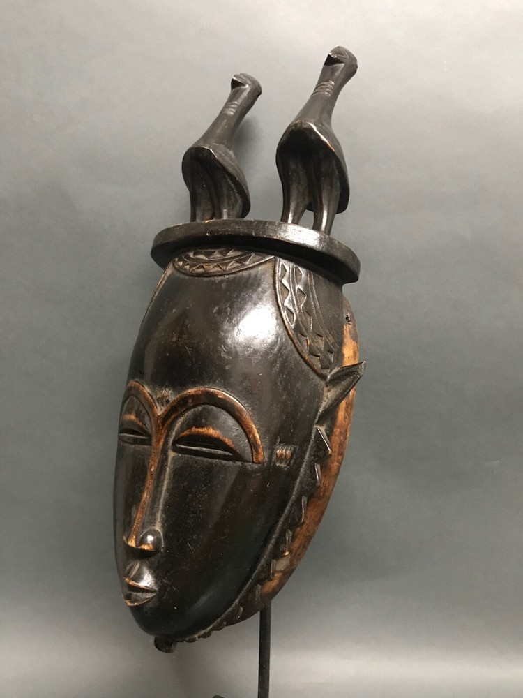 AFRICAN ART YAURE MASK WITH STAND
