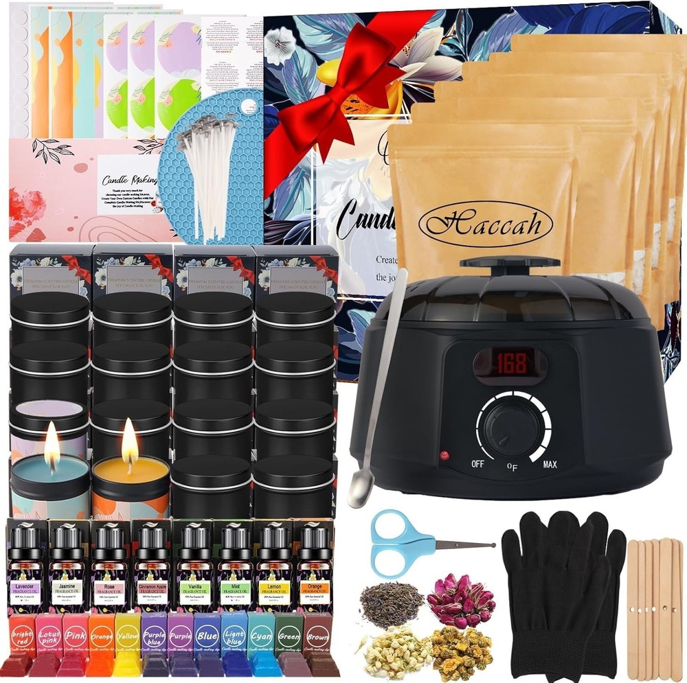 Beginner Friendly Candle Making Kit with Wicks, Jars, and Essential Oils