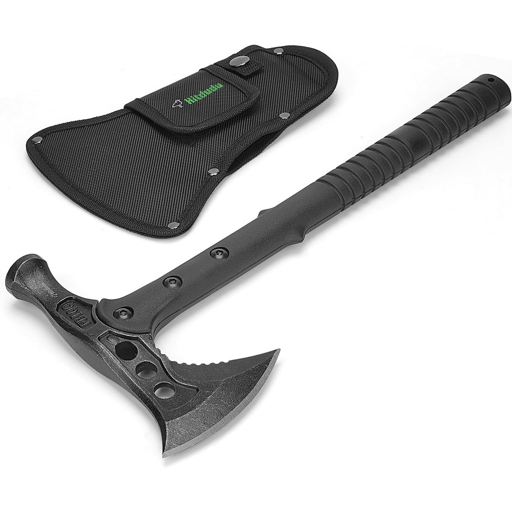 Camping Axe,Survival Chopping Hatchet with Sheath, Tactical Tomahawk with Hammer