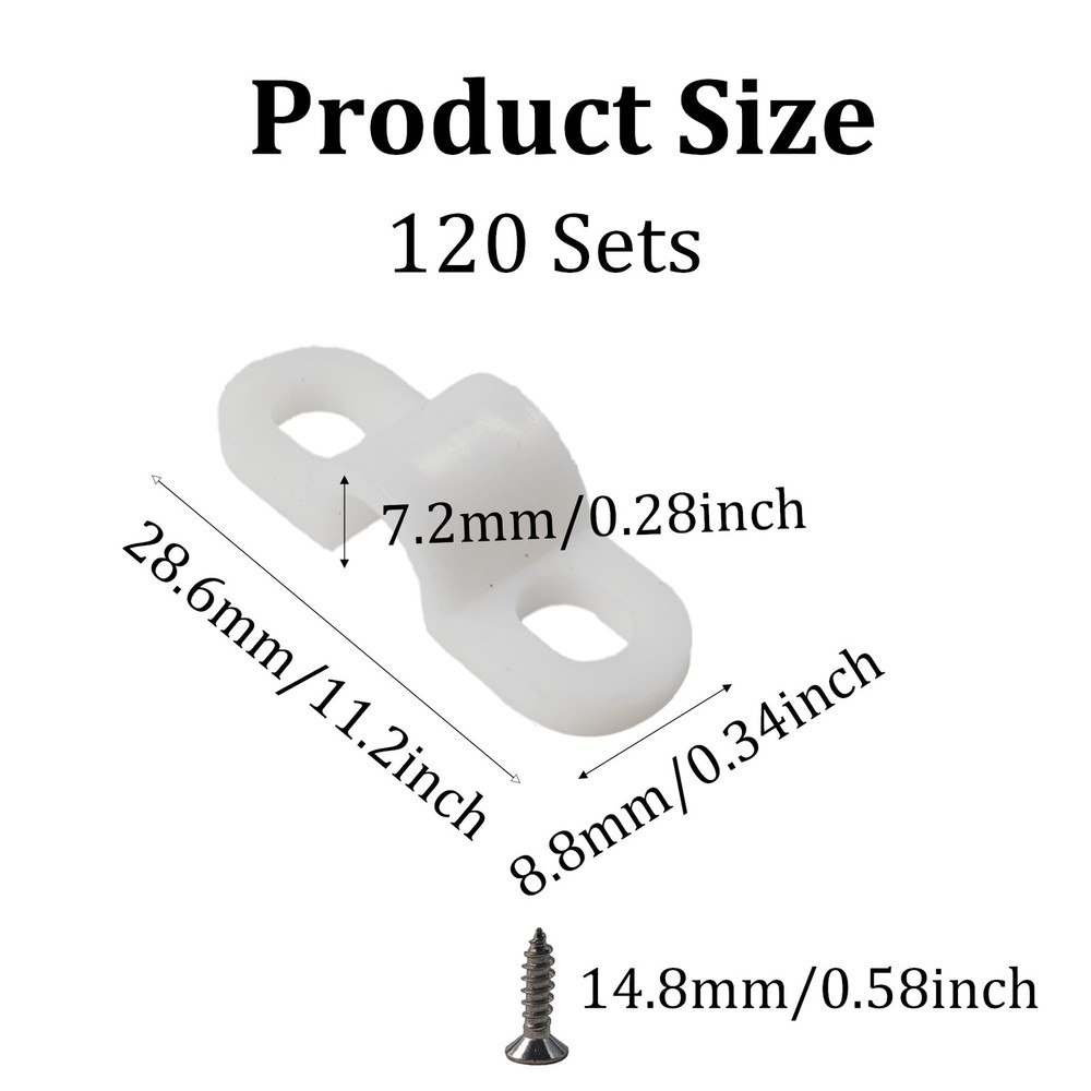 120Pcs Wire Shelf Loop Clips, White Plastic Shelving Wall Clips with Screws, ...