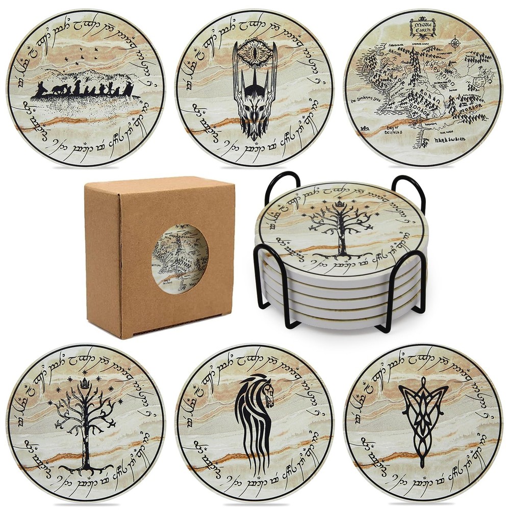 Rings Absorbent Coasters for Drinks,Coasters for Home Decor,6Pcs Rings Stone ...