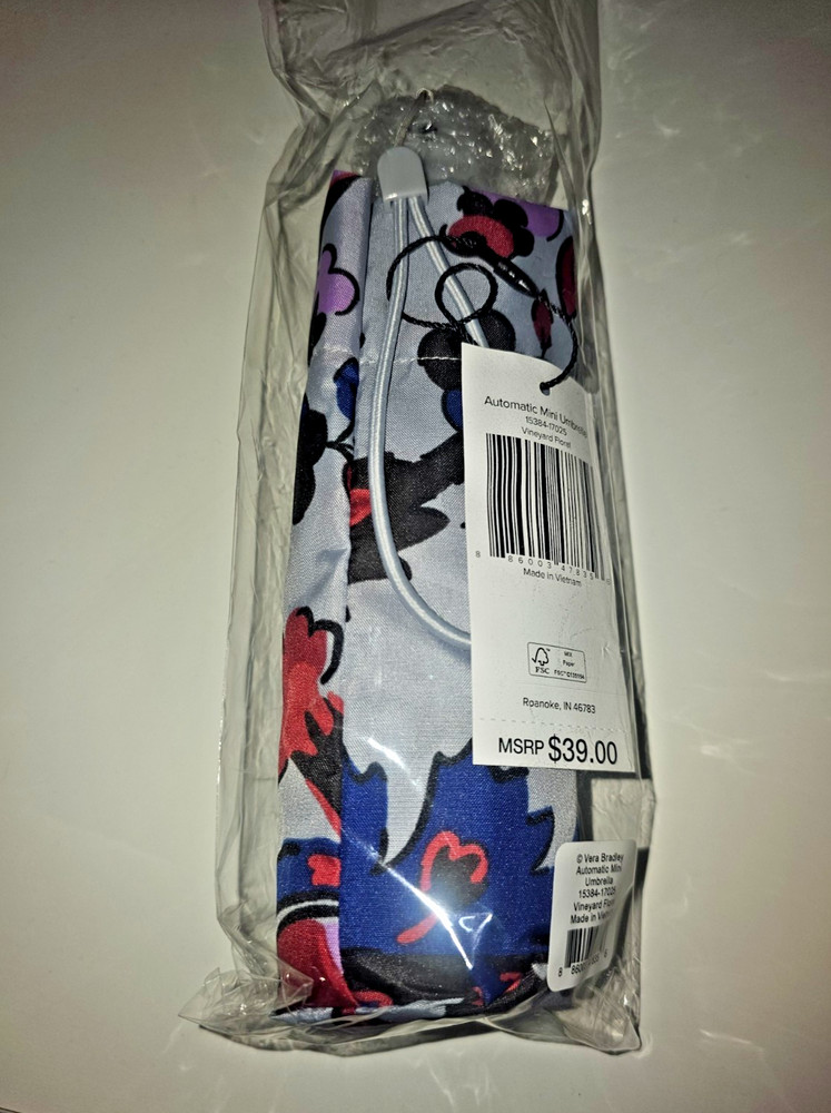 Vera Bradley VINEYARD FLORAL Automatic Mini Umbrella (New & Sealed)