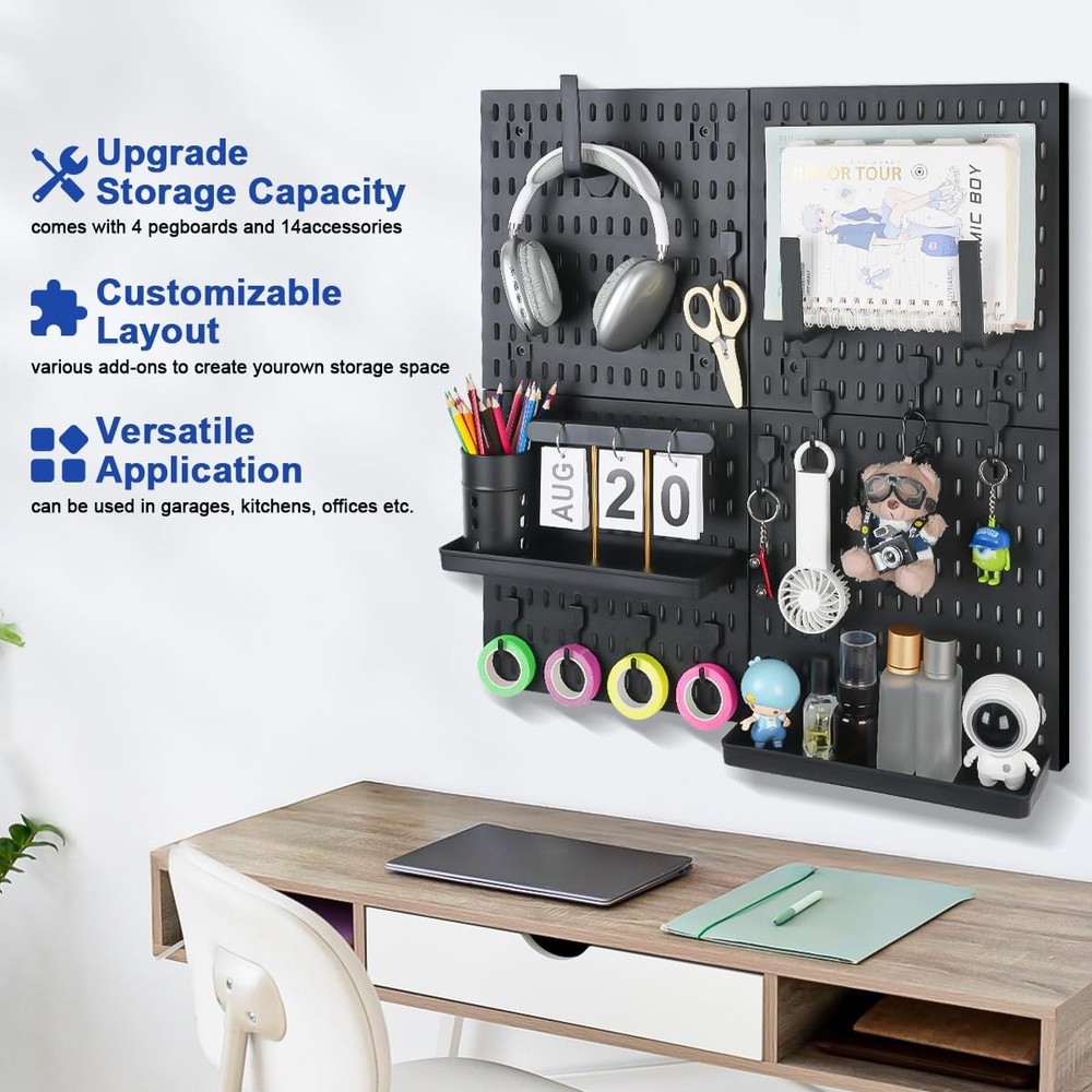 Pegboard Wall Organizer Kit – Heavy Duty 20lbs Load Bearing, Easy Installatio...