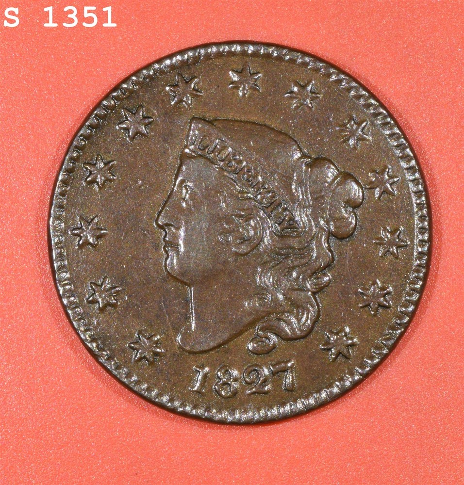 1827 Coronet Head Large Cent "XF"