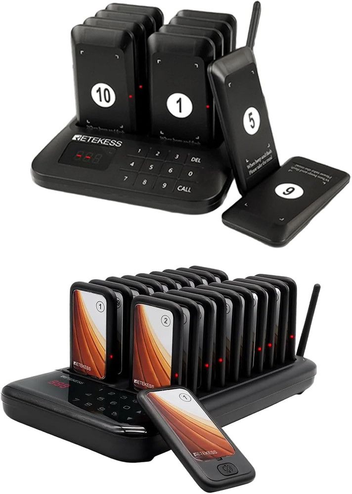 TD173 Restaurant Pager System Bundle with  TD157S Vibrating Paging System, 84Ft