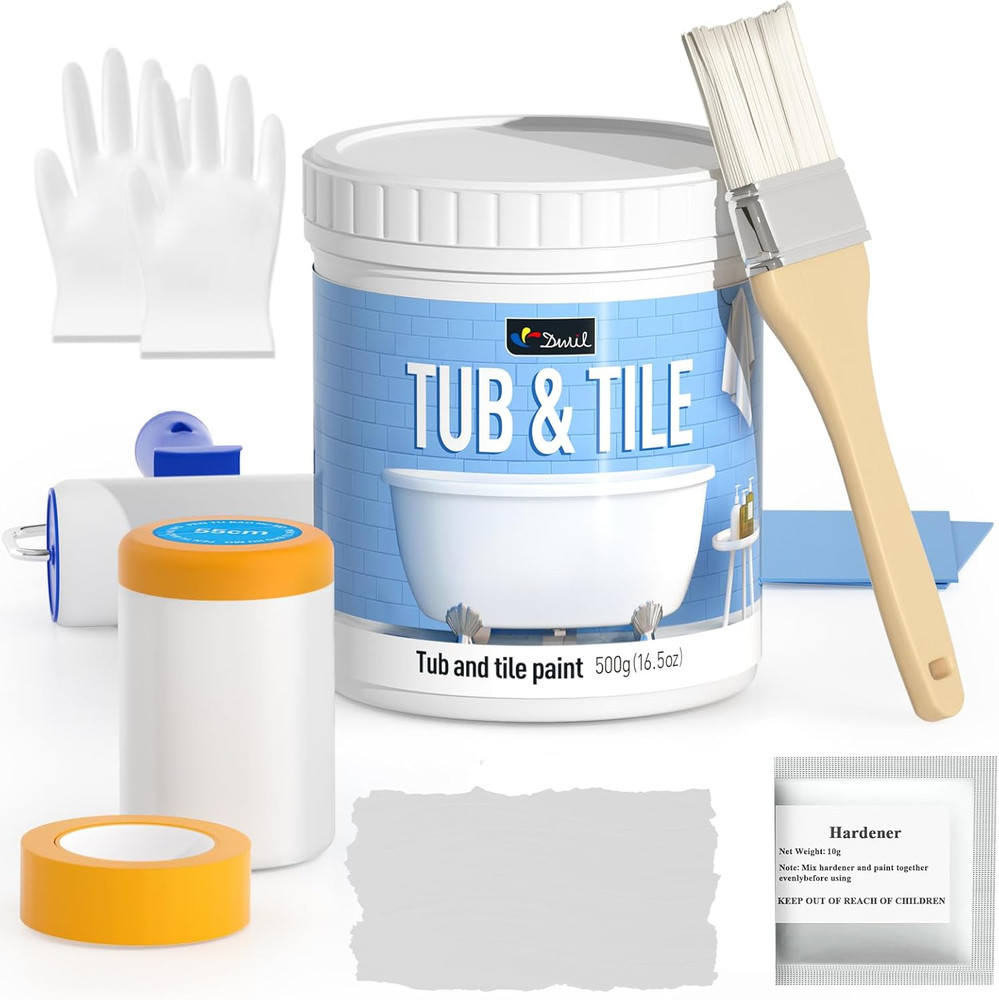 Tile Paint, Tub and Tile Refinishing Kit with Tools, Bathtub Paint, Water Based