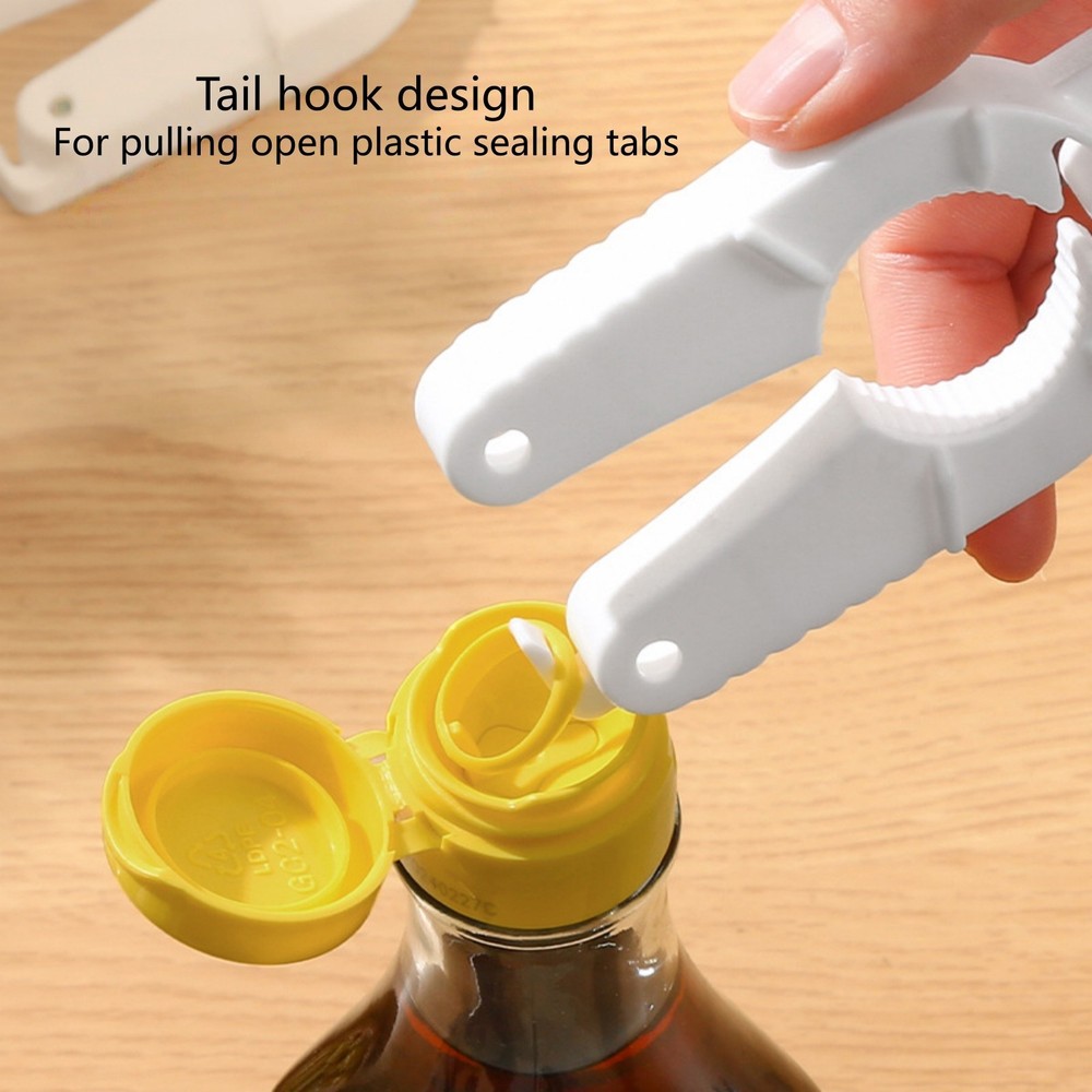 Plastic Bottle Opener 3-in-1 Multifunctional Weak Hand Use Tool (White)