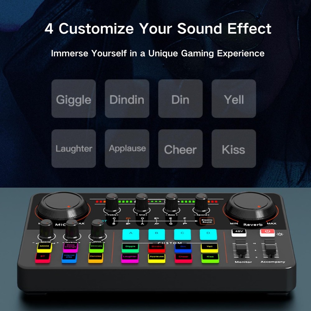 Audio Interface for Beginners - Streaming Podcast Mixer with -preamp, 48V Pha...