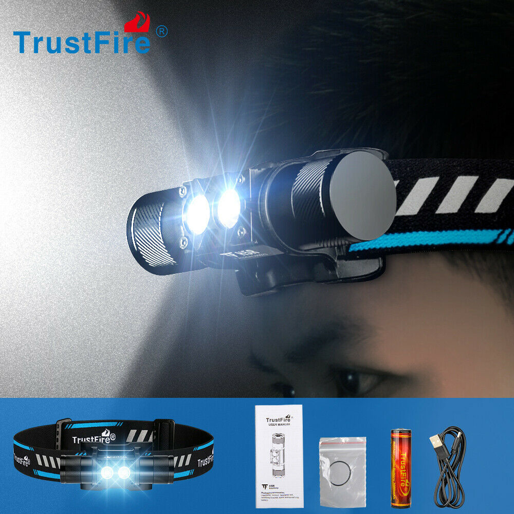 TrustFire LED Headlamp USB Rechargeable Headlight Waterproof Torch Flashlight
